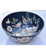 Vintage Chinese Hand Painted Bowl Large 10&quot; Porcelain Bowl w Floral &amp; Bi... - $1,252.25 MXN