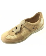 SH9 Finn Comfort Women UK 8 US 10.5 Tan Perforated Nubuck Leather Strap ... - $24.37