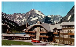 Glacier Hotel on the shores of Swift Current Lake Glacier Natl Park Postcard - £4.12 GBP