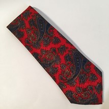 Van Heusen Editions Neck Tie Red Blue Paisley Scroll Polyester Mens Neck... - £22.14 GBP