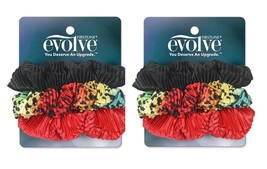 Set of 2 Firstine Evolve 3 Pack Scrunchies Black Red &amp; Leopard Multicolo... - £5.46 GBP