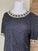 Evening navy blue silk blouse - $22.00