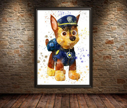 CHASE PAW PATROL Kids Poster - Paw Patrol Wall Art Deco - Chase Wall Poster - £3.85 GBP