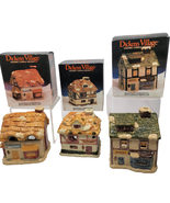 Dickens Village Ceramic 3 Tealight Candle Holders Bakery - Grocery - Fac... - $33.60 CAD