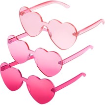 3 Pieces Heart Shape Sunglasses Rimless Heart Sunglasses Clear For Valen... - £13.58 GBP