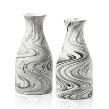 Beauty in Nature White &amp; Black Stain Mango Tree Wood Bottle Shaped Set of 2 Vase - £28.02 GBP