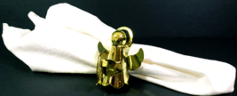 Gold Christmas Musician Angel Metal Napkin Holder Rings 2.5&quot; x 3.5&quot; Set ... - £13.95 GBP