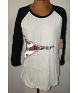 New Womens Designer True Religion Jeans Raglan USA Tee Shirt Top Logo L White NW - £70.45 GBP