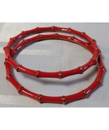 BRACELET BANGLE RED METAL BAMBOO STYLE WOMAN FASHION WEAR WOMEN CASUAL J... - $34.17 CAD