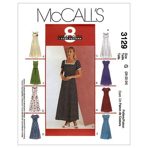 McCall's Patterns M3129 Misses'/Miss Petite Dress, Size G (20-22-24) - $15.68