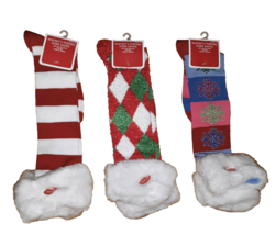 Women&#39;s Christmas Knee Socks 3 Pair Festive Striped Snowflake Argyle - £15.72 GBP