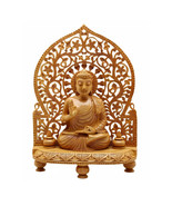 Wooden Hand Carved Buddha Gautham Buddha Statue Meditating Buddha Statue  - £87.92 GBP