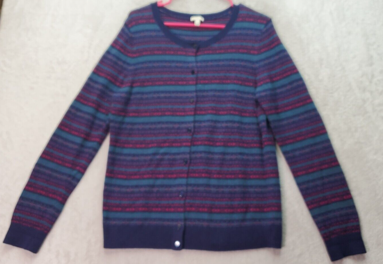 Primary image for Talbots Cardigan Sweater Womens M Multi Fair Isle Nylon Long Sleeve Button Front