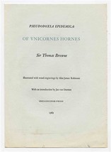 Book Announcement Pseudoxla Epidemica of Unicornes Hornes Sir Thomas Bro... - $17.82