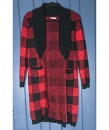 Maurices Heavy Buffalo Plaid Long Open Cardigan Sweater Size Medium w Po... - £10.89 GBP