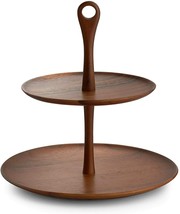 Nambe Skye Collection Acacia Wood Tiered Dessert Stand, 12.5 x 12.5 H - £68.33 GBP