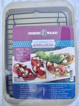 Nordic Ware Compact Broiler Pan 2 pc Set Pan Rack Non Stick Steel 8.5 x 6.5 - £15.65 GBP