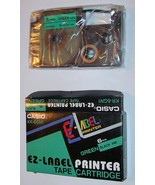 Genuine Casio EZ Label Printer Cartridge KR-6GN1 green tape black ink 6 mm - $12.33 CAD