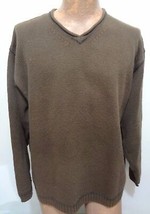 Tommy Bahama XL Brown Cotton V-Neck Pullover Sweater Made in Hong Kong - £21.97 GBP