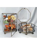 Lot (2) Vintage Octagon/Rectangle Glass Boxes w/ Dried Fall Floral Arran... - $554.60 MXN