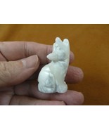 Y-COY-SI-563) white Howlite COYOTE gemstone carving FIGURINE baby gem CO... - $14.01
