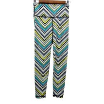 Aerie Chill Play Move Womens XS Tribal Chevron Activewear Leggings Green... - £11.58 GBP