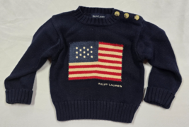 Iconic Vintage Ralph Lauren Patriotic Flag Navy Blue Sweater Baby 3-6-9-... - $101.71 CAD