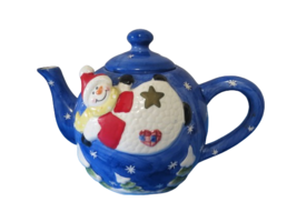 Vintage Traditions Ceramic 3D Snowman Teapot Wangs International Christmas 1 Qt - £15.79 GBP