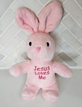 Dan Dee Easter Jesus Loves Me Bunny Rabbit Plush Stuffed Animal Pink WORKS! - £14.97 GBP