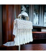 Designer Crystal and Pearl Work Flap Clutch bag wedding gift handmade em... - $866.15 MXN