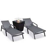 LeisureMod Marlin Modern Black Aluminum Outdoor Chaise Lounge Chair Set ... - $16,333.03 MXN