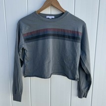 Dont Ask Why Long Sleeve Shirt Crop Top Gray Striped One Size Fits Like ... - £7.73 GBP