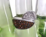 Amber Cluster Amber Silver Asymmetric Bypass Ring sz 10 Cubic Zirconia C... - $12.82