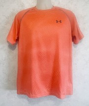 Under Armour Heat Gear Men&#39;s Size Medium Orange Short Sleeve Pull Over - £17.43 GBP