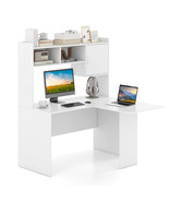 L-Shaped Desk Corner Computer Desk with Open Storage Hutch and Cabinet-W... - $3,345.96 MXN
