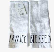 Rae Dunn Kitchen Dish Towels Embroidered Set of 2 Blessed Family Thanksg... - £19.38 GBP