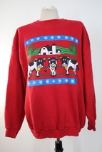Vtg Tultex XL Red Cow Barn Farm Country Print Sweatshirt - £22.41 GBP