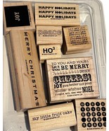 Stampin Up! Glad Tidings Rubber Stamp Set Christmas Holiday Themed Wood ... - $140.37 MXN