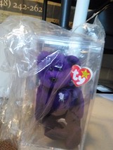 Ty Beanie Babies Princess the Purple Bear with Rose On Chest, In Acrylic Case - £27.52 GBP