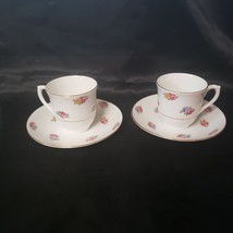 Pair Of Colclough Bone China Petite Flowers Cup &amp; Saucer Blue With Gold ... - £7.56 GBP