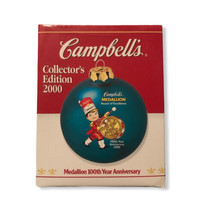 2000 Campbell Soup Collector&#39;s Edition Christmas Glass Ball Medallion Ornament - £10.37 GBP