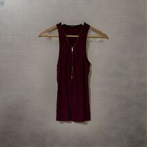 Ambiance Shirt Women’s Medium Zip Up Maroon Tank Top Spring And Summer - $11.88