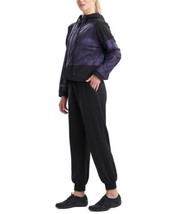 Josie Natori Womens Interlocked Hooded Jacket Size Medium, Deep Purple/Black - £68.50 GBP