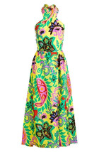 NWT J.Crew Silk Sarong Maxi in Green Violet Painted Paisley Halter Dress 00 - £65.75 GBP
