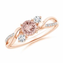 Angara Natural 5mm Morganite Ring in 14K Rose Gold (Ring Size: 9) - £729.40 GBP