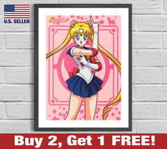 Sailor Moon Poster Usagi Serena Pink 18&quot; x 24&quot; Anime Print Pretty Soldier - £10.66 GBP