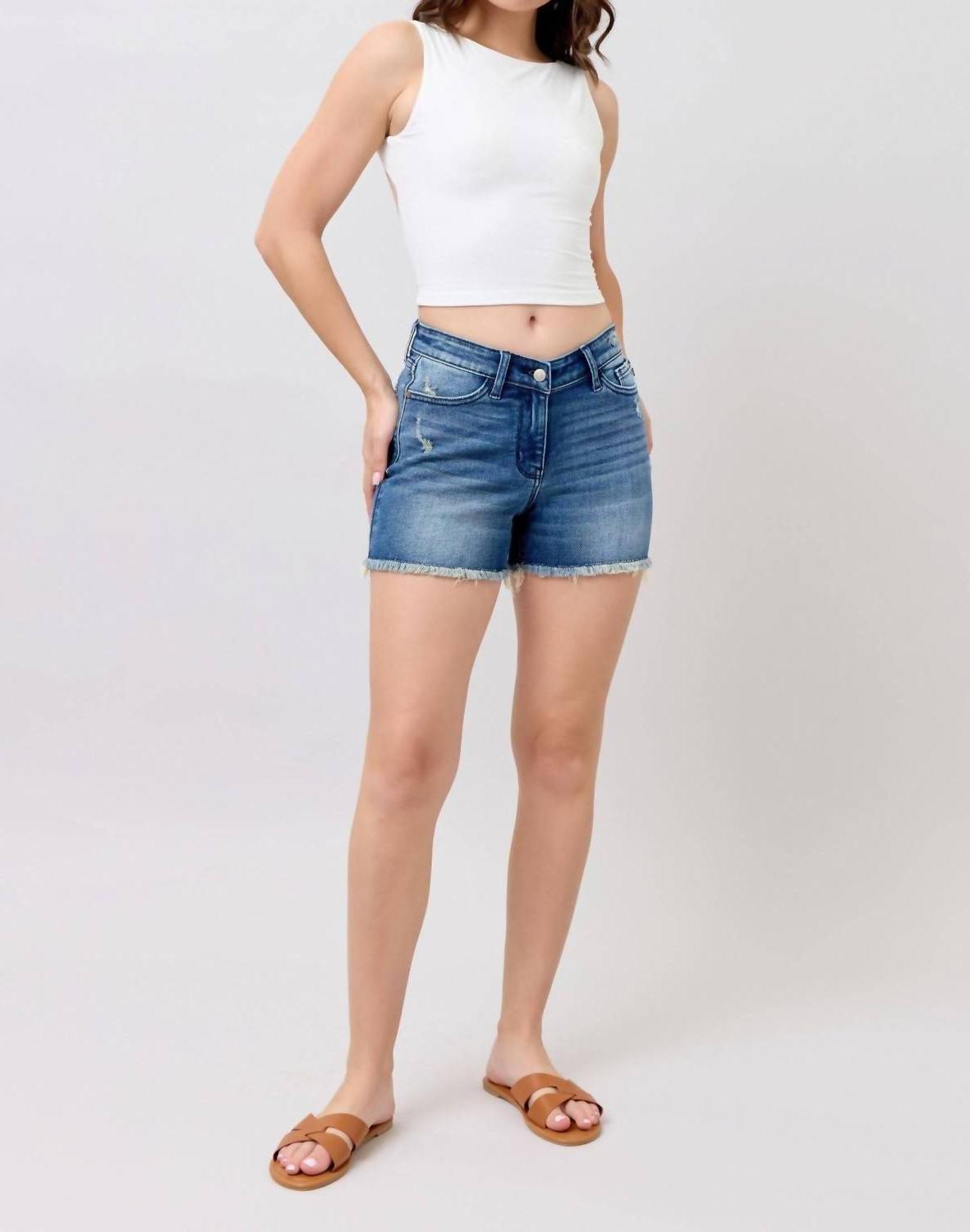 Judy Blue High Waist V Front W/ Shield Pockets Denim Short Size 3X - $47.52