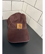 Carhartt Maroon Brown Hat Cap Strap Brown Leather Patch One Size Adjustable - £8.65 GBP