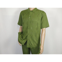Men Silversilk 2pc walking leisure Matching Suit Italian woven knits 51016 Green image 3