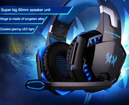 LED 3.5MM Stereo Gaming Headphone Microphone Blue - £44.05 GBP